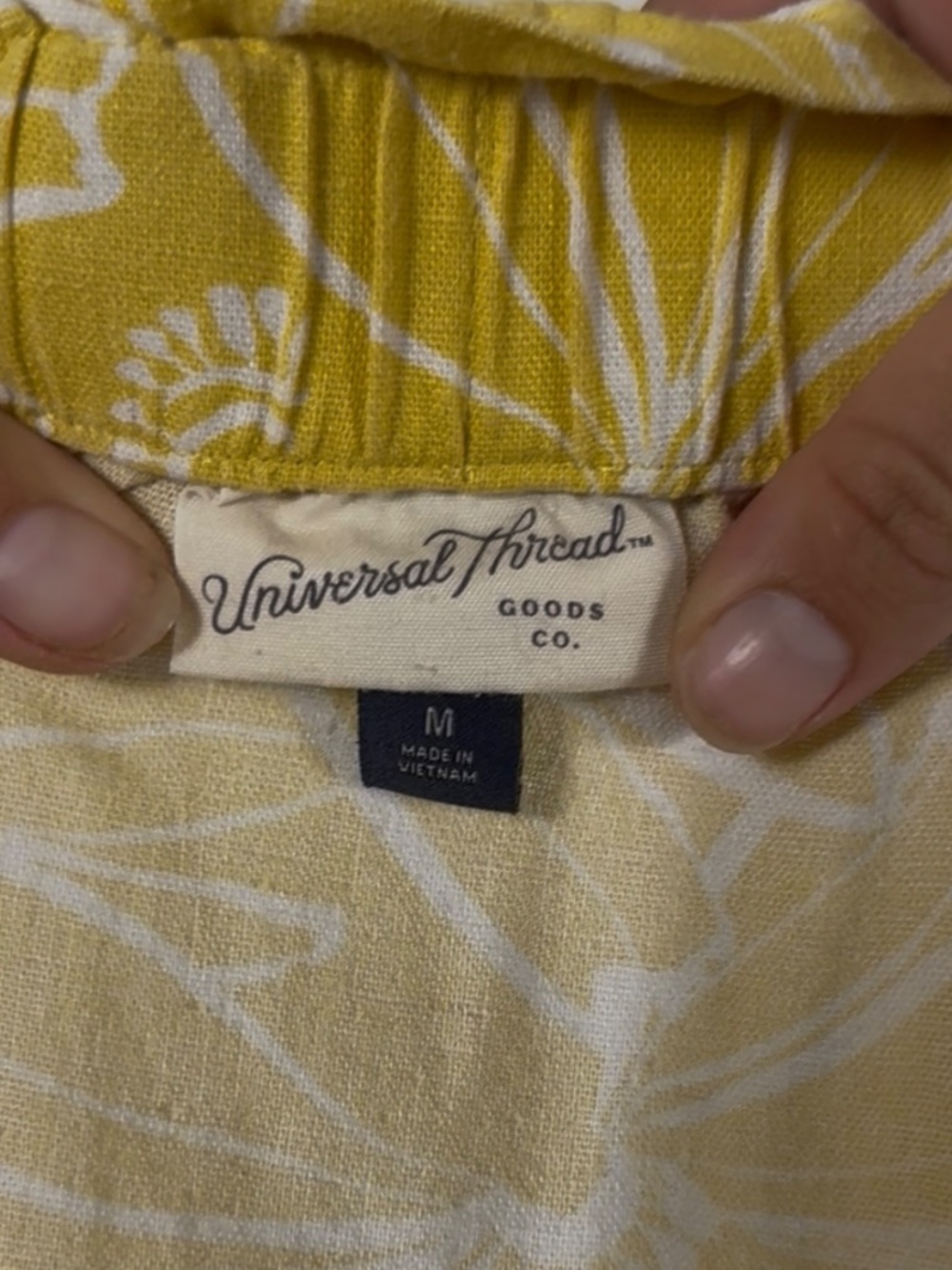 Universal Thread Yellow Floral Midi Skirt Linen Blend Tie Waist Boho Flowy - Picture 4 of 4